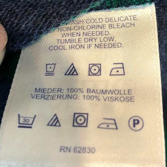 Lands' End green and blue Striped Anchor Sweater - Picture 5 of 6